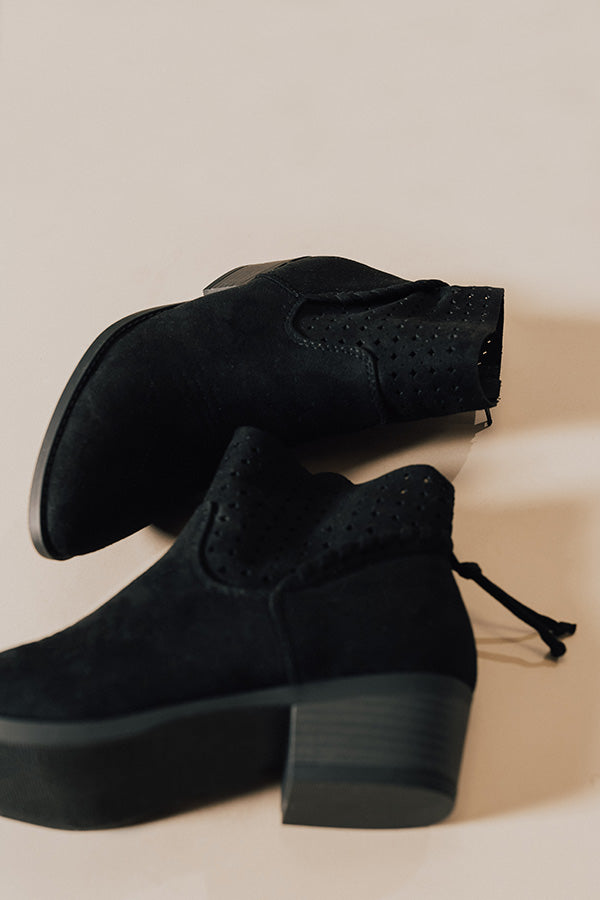 The Ellis Faux Suede Bootie In Black