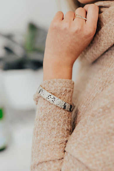 Show Me Off Snake Print Bracelet In Cream