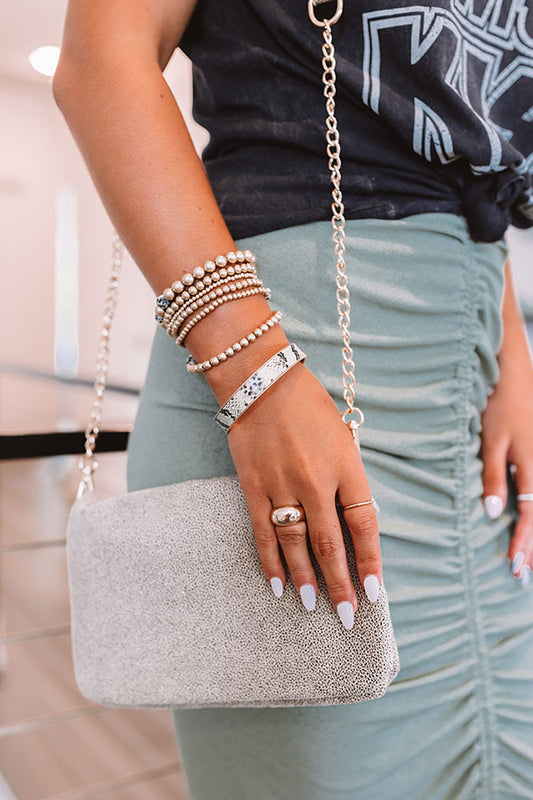 Show Me Off Snake Print Bracelet In Cream