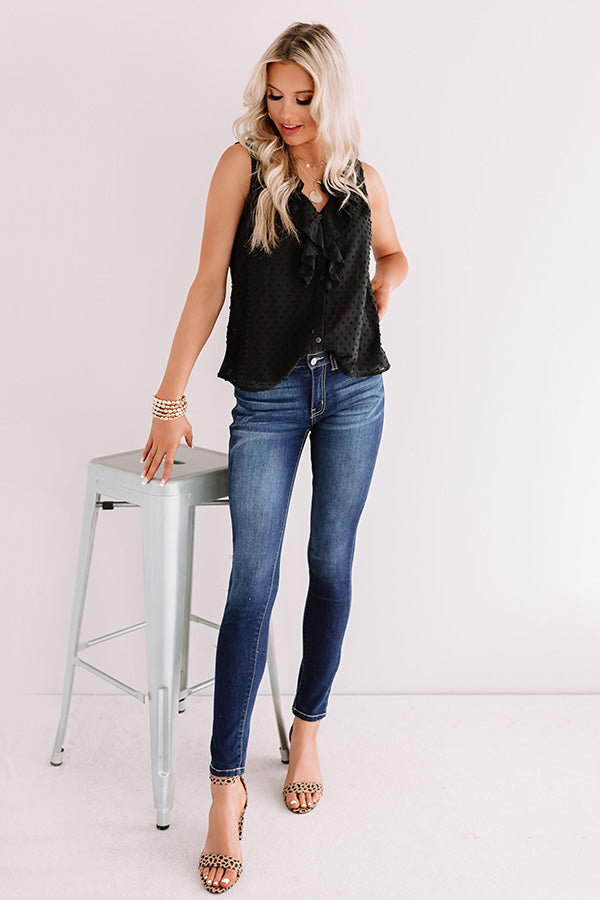 Mykonos Meet Up Ruffle Top In Black