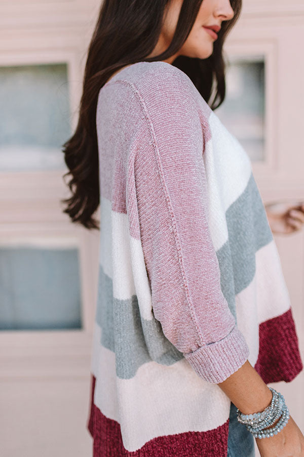 North Shore Chenille Color Block Sweater In Blush