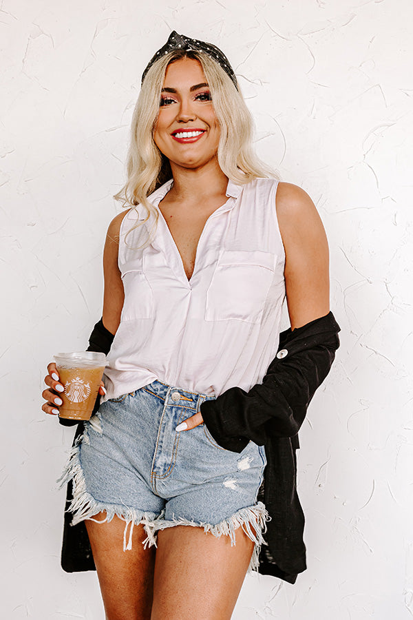 Lattes In Laguna Shift Top in Light Pink