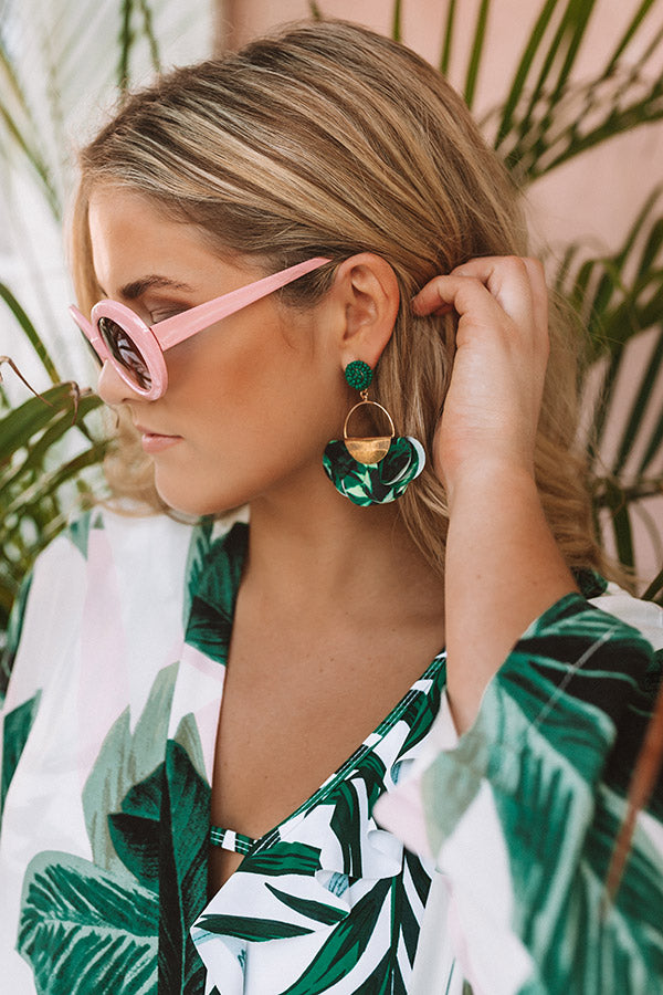 Palms And Prosecco Earrings In Green