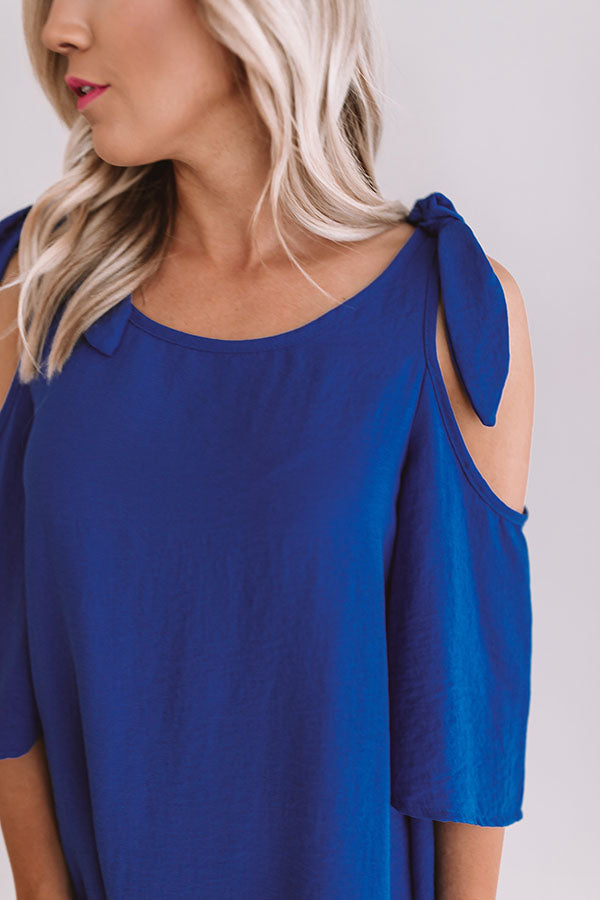 Call Me For Cocktails Shift Top In Royal Blue