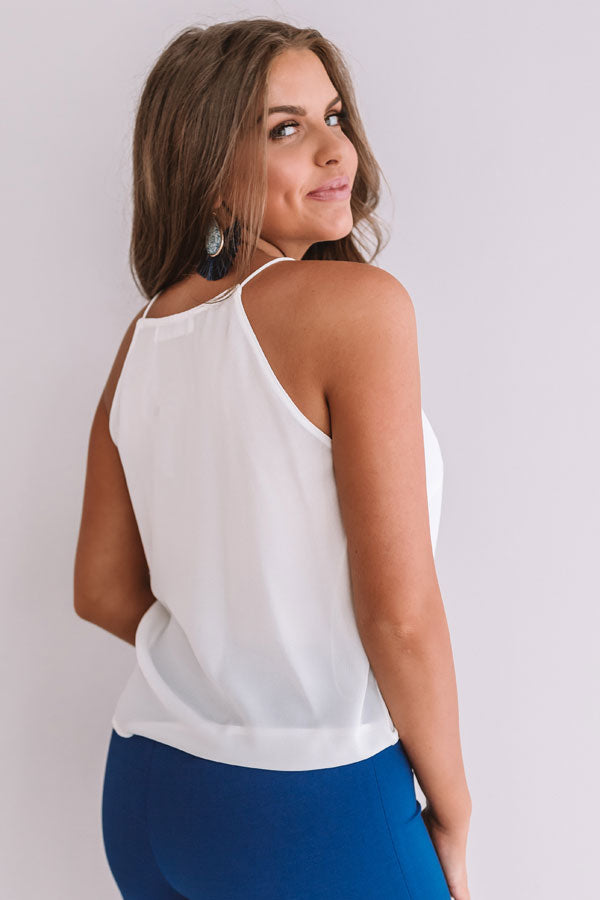 Love And Limoncello Tie Tank In White