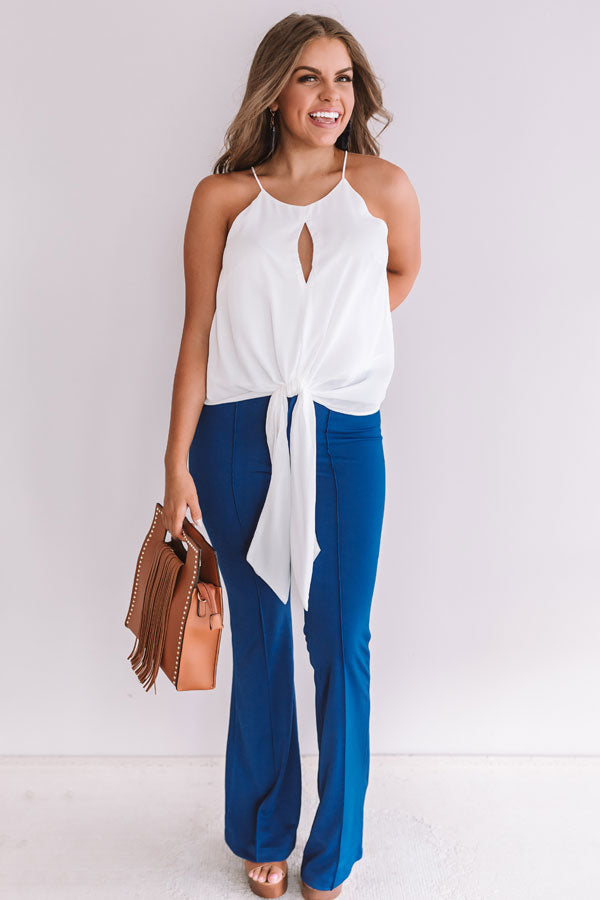 Love And Limoncello Tie Tank In White