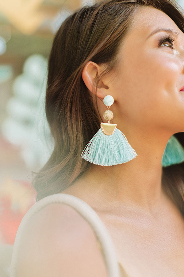 Forever Fashionably Late Tassel Earrings In Ocean Wave