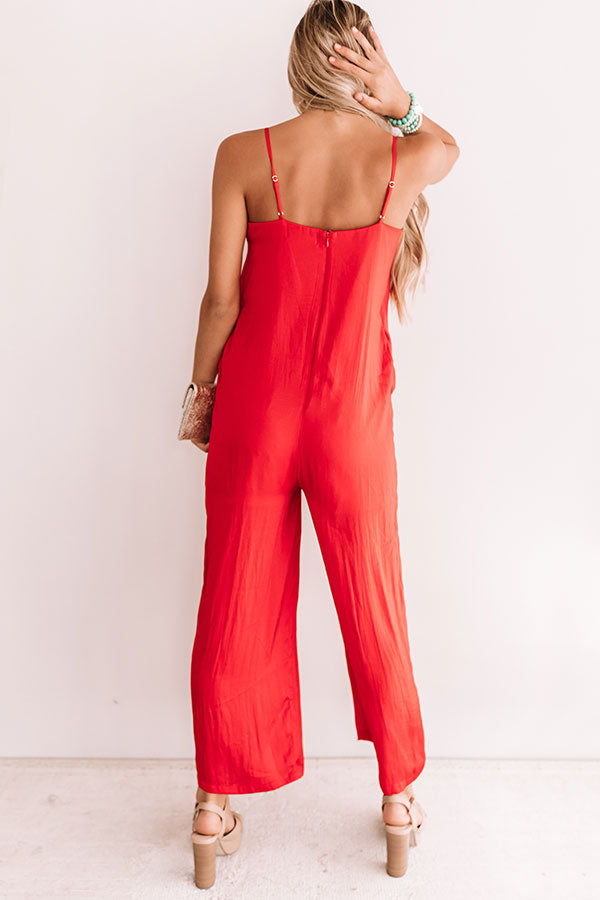 Champagne And Kisses Jumpsuit In Red