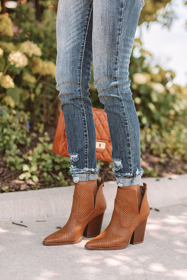 The Franco Perforated Bootie In Brown