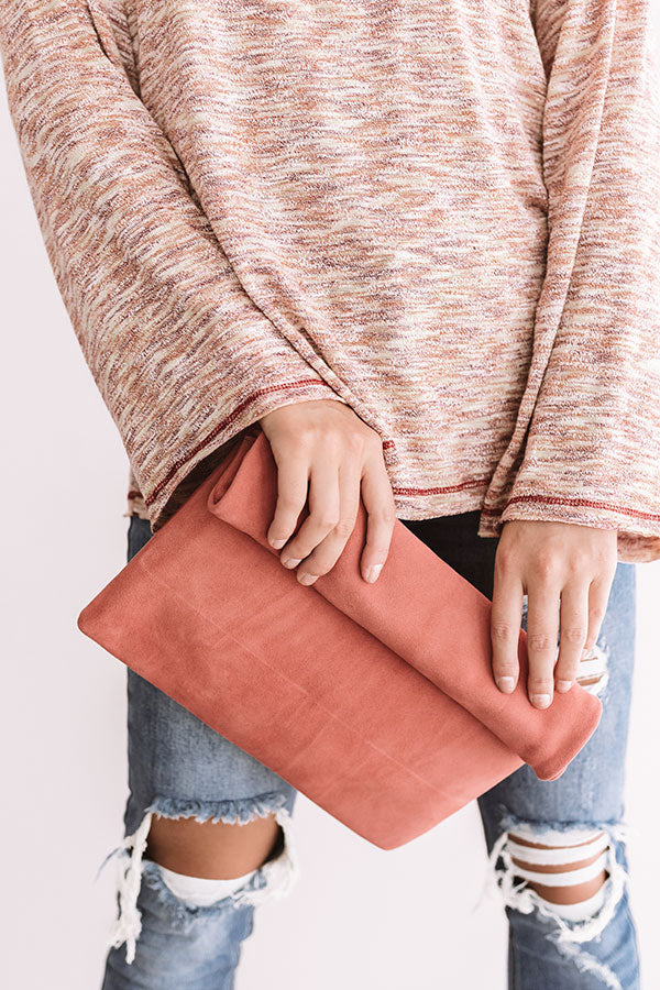 Brooklyn Happy Hour Faux Suede Clutch In Pink