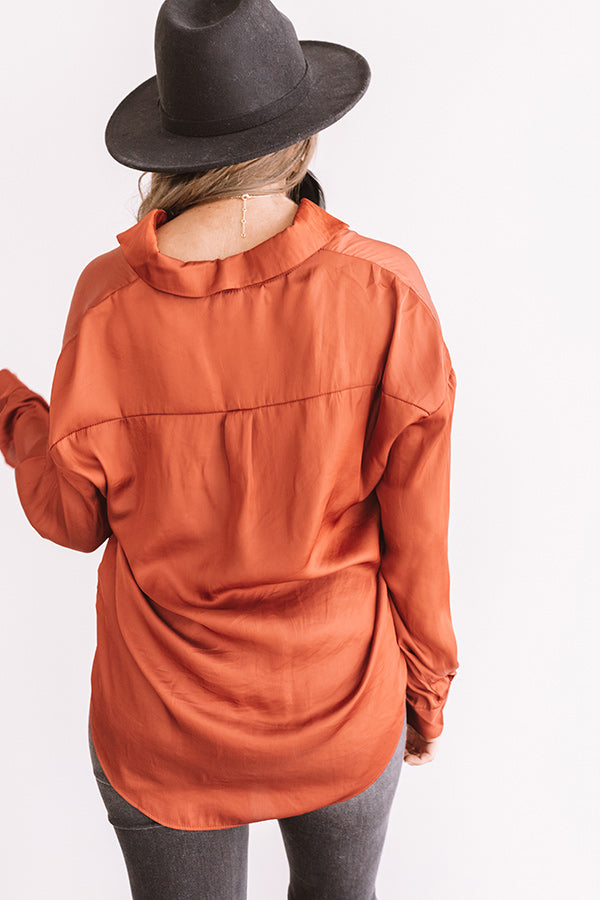 Pearls And Perfume Satin Shift Top in Rust