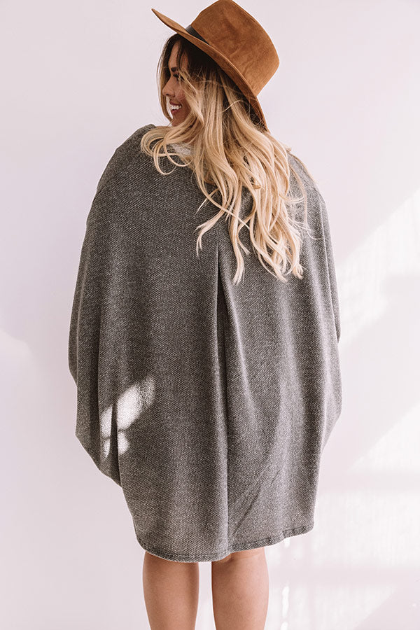 Cue The Cuddles Knit Cardigan In Olive Curves