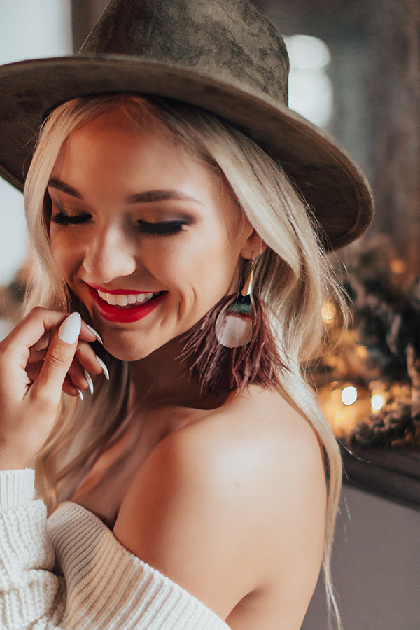 Cocktail Hour Feather Earrings In Brown
