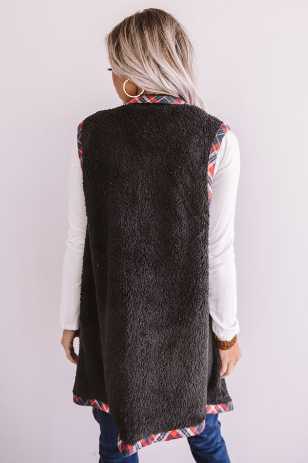 Extended Stay Sherpa Vest in Black