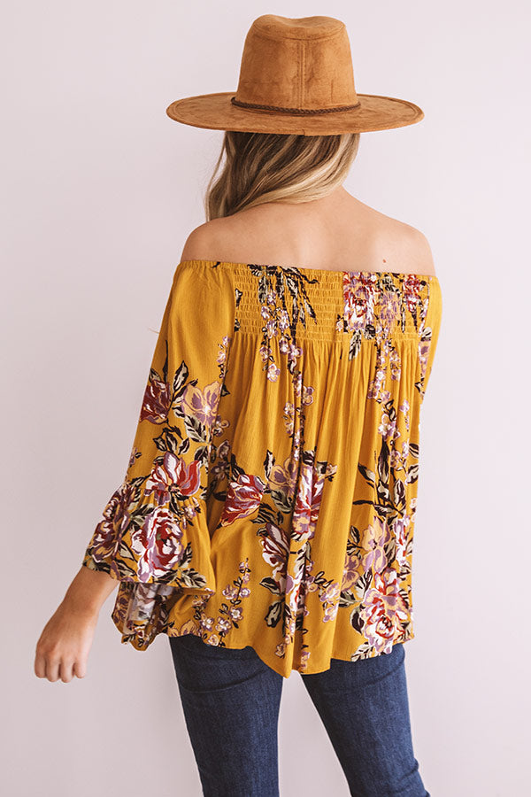 Floral Thrill Off Shoulder Top In Primrose Yellow