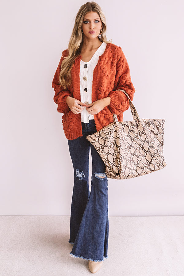 Romantic Mood Knit Cardigan in Rust