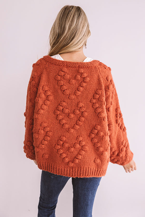 Romantic Mood Knit Cardigan in Rust