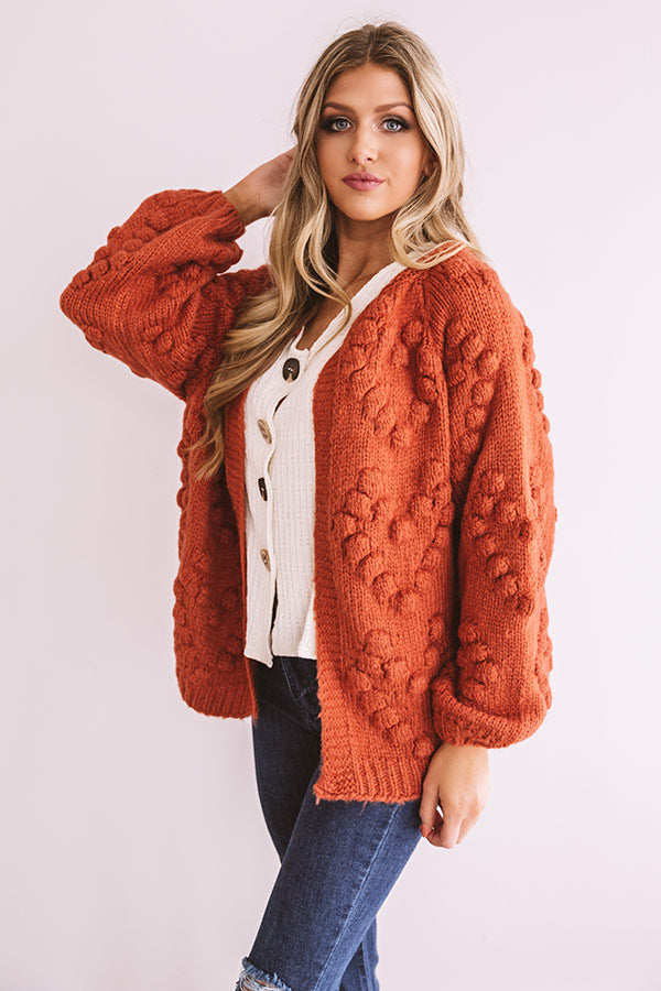 Romantic Mood Knit Cardigan in Rust