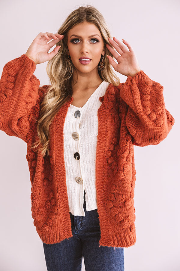 Romantic Mood Knit Cardigan in Rust