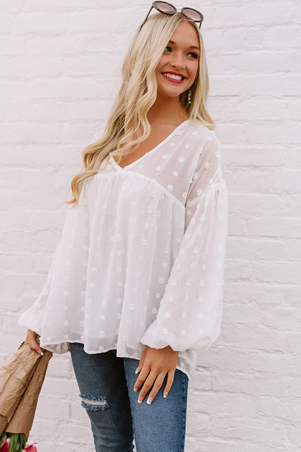 Spot On Babydoll Top In White