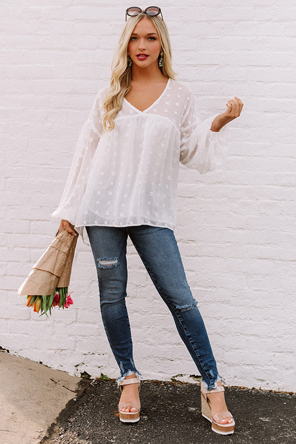 Spot On Babydoll Top In White
