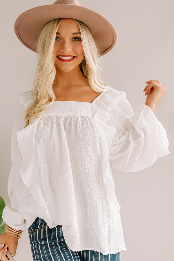 Dreams Of Tomorrow Ruffle Shift Top In White