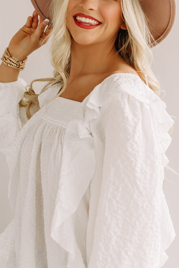 Dreams Of Tomorrow Ruffle Shift Top In White