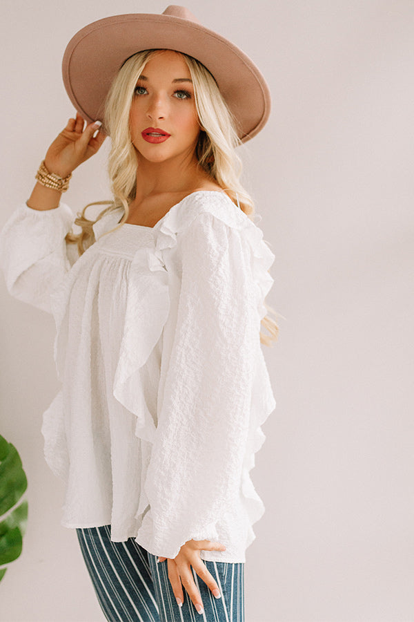 Dreams Of Tomorrow Ruffle Shift Top In White