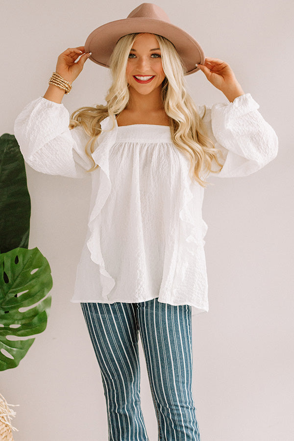 Dreams Of Tomorrow Ruffle Shift Top In White