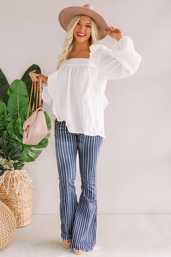 Dreams Of Tomorrow Ruffle Shift Top In White