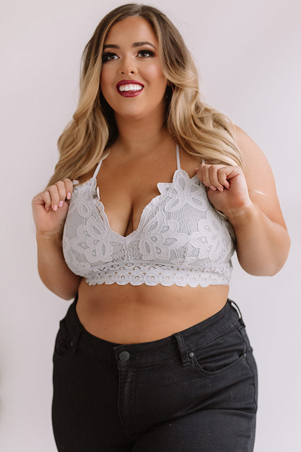 Paris Premier Lace Bralette In Grey Curves