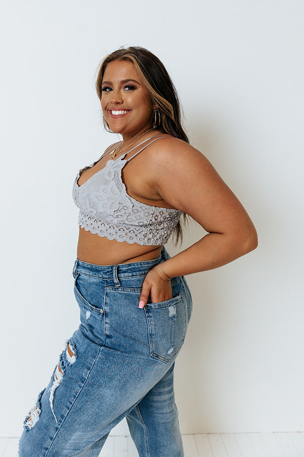 Paris Premier Lace Bralette In Grey Curves