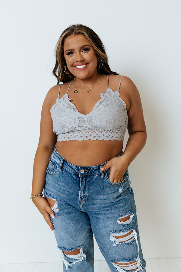 Paris Premier Lace Bralette In Grey Curves