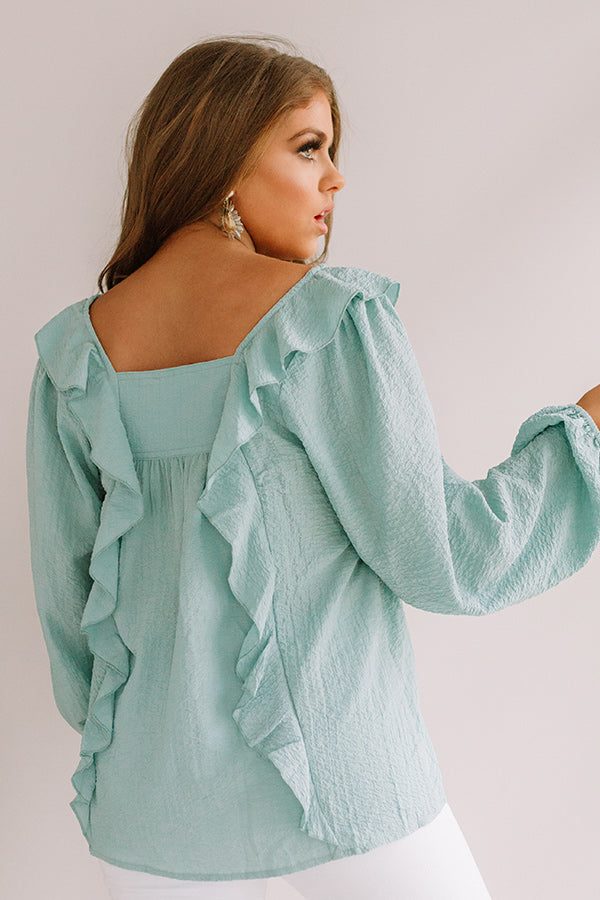 Dreams Of Tomorrow Ruffle Shift Top In Ocean Wave