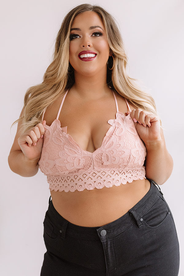 Paris Premier Lace Bralette In Peach Curves