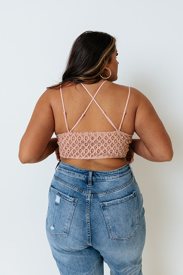 Paris Premier Lace Bralette In Peach Curves