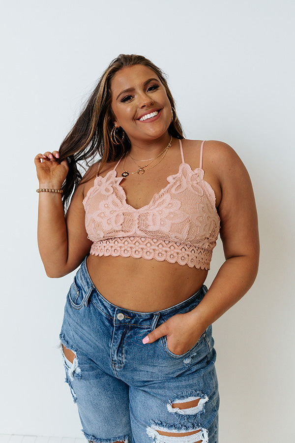 Paris Premier Lace Bralette In Peach Curves