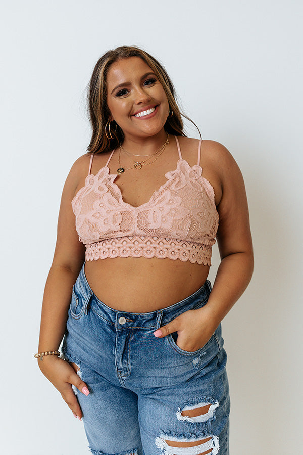 Paris Premier Lace Bralette In Peach Curves