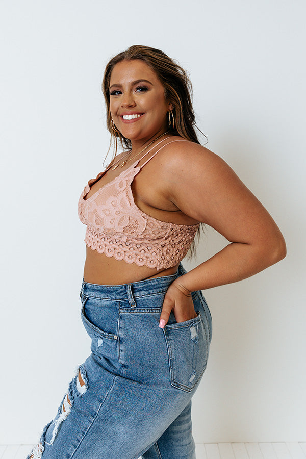 Paris Premier Lace Bralette In Peach Curves