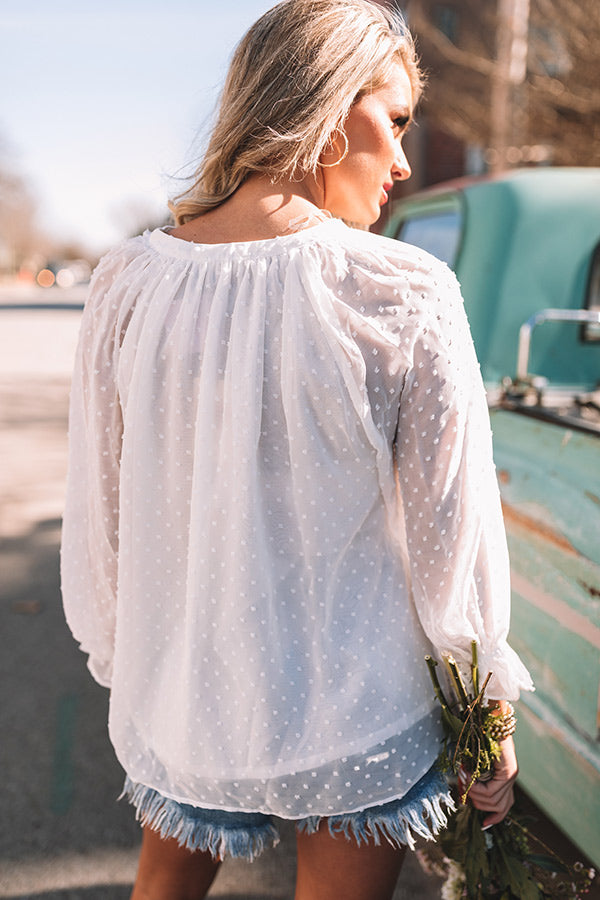 Lovely Lullaby Button Up Top In White