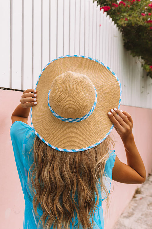 Tour De Chic Gingham Hat In Sky Blue