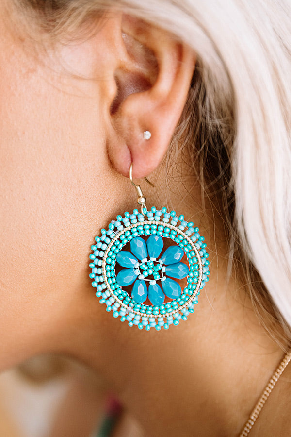 Craving Pina Coladas Beaded Earrings In Turquoise