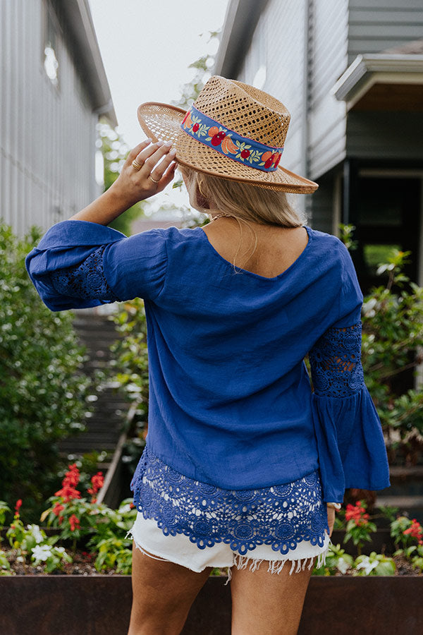 Haute Or Yacht Crochet Top In Royal Blue