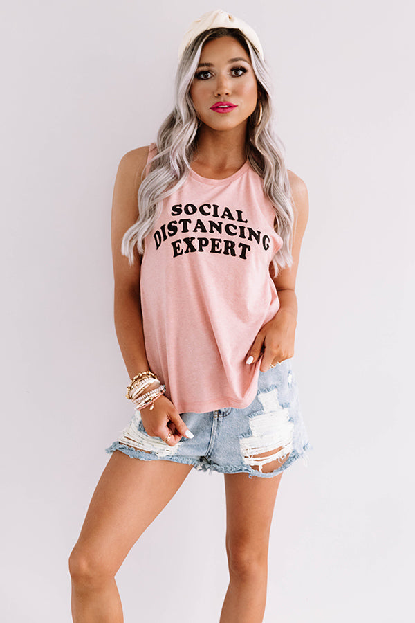 Social Distancing Expert Tank In Pink