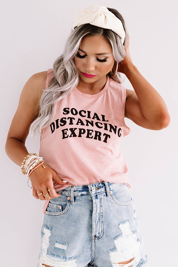 Social Distancing Expert Tank In Pink