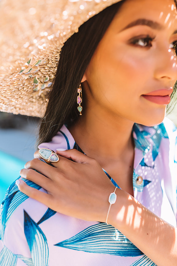 Kendra Scott Margot Gold Cocktail Ring in Sea Green Mix