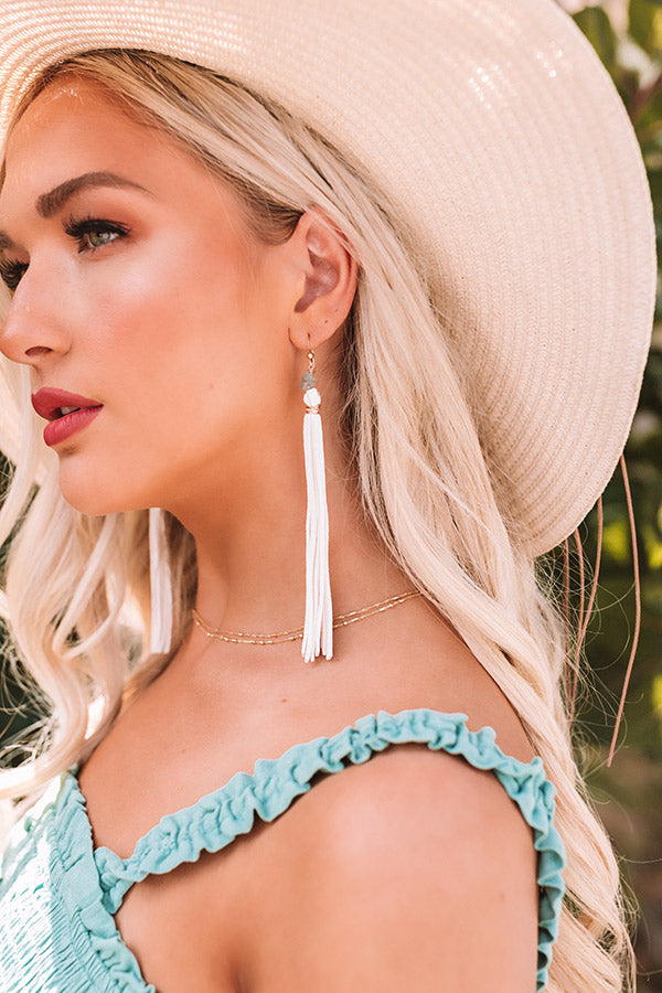 The Sienna Leather Earrings in White