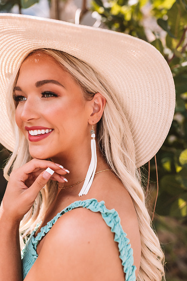 The Sienna Leather Earrings in White