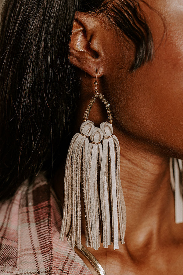 The Laguna Long Tassel Earrings in Smoky Quartz