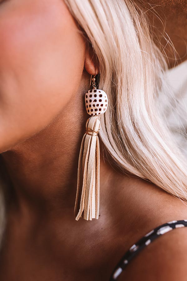 The Daphne Arabic Spotted Shell Earrings in Beige